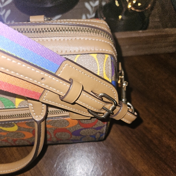 Coach Rowan Satchel Bag and Wallet ln Rainbow Signature Canvas - Picture 12 of 16